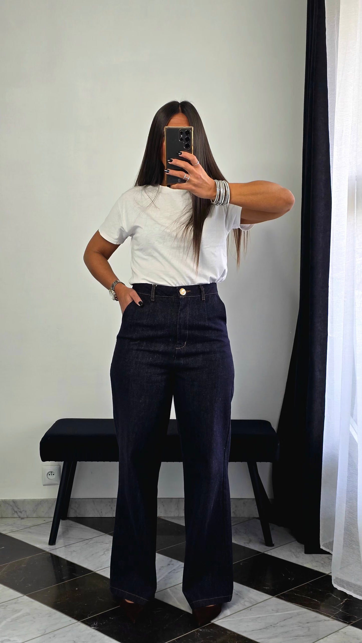 Jean Taille Haute Droit – Denim Brut