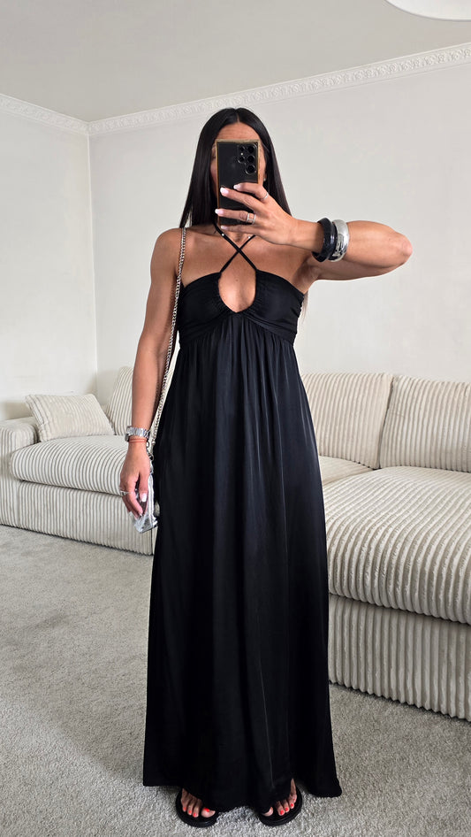 Robe longue dos nu - noir