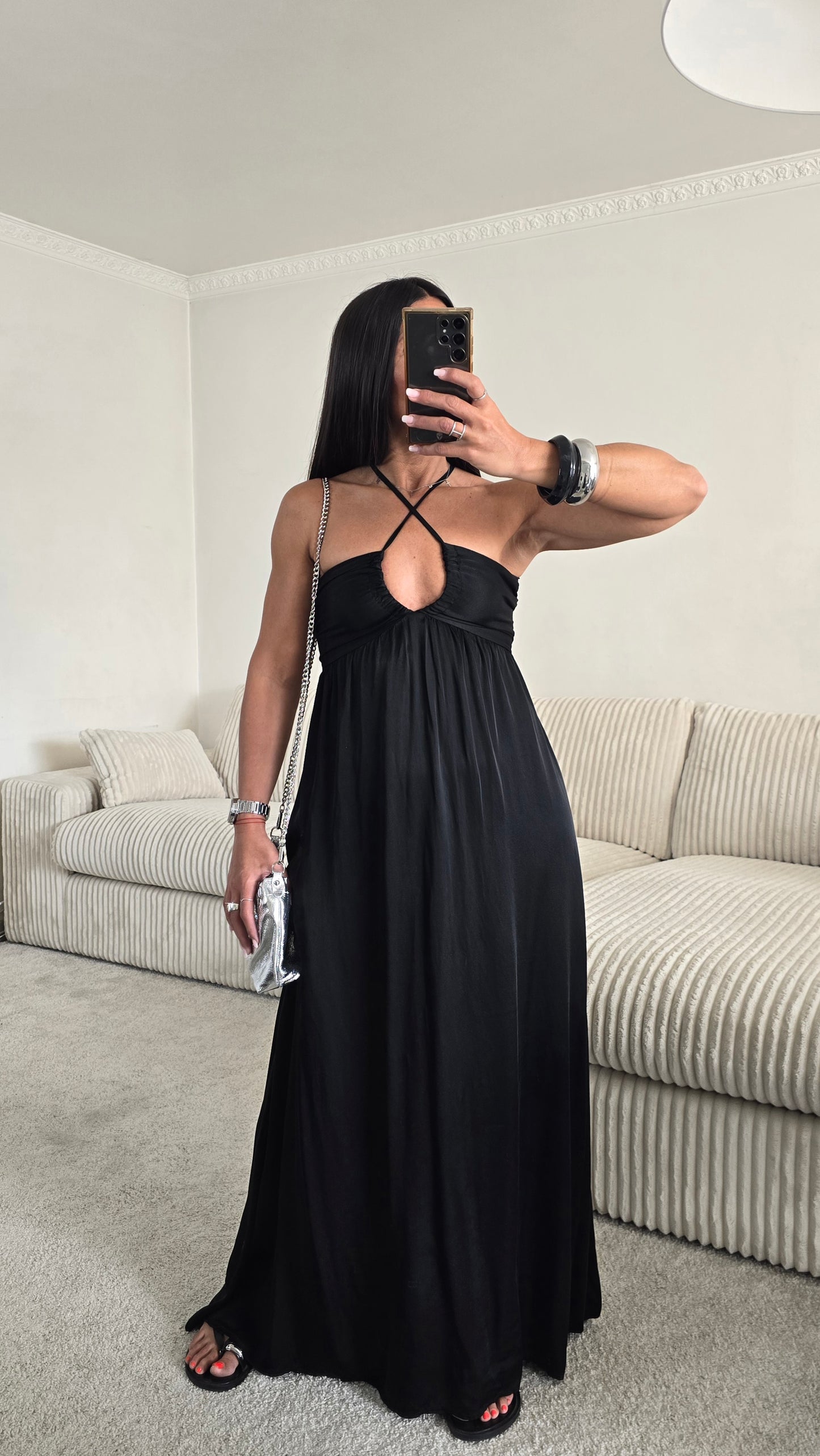 Robe longue dos nu - noir