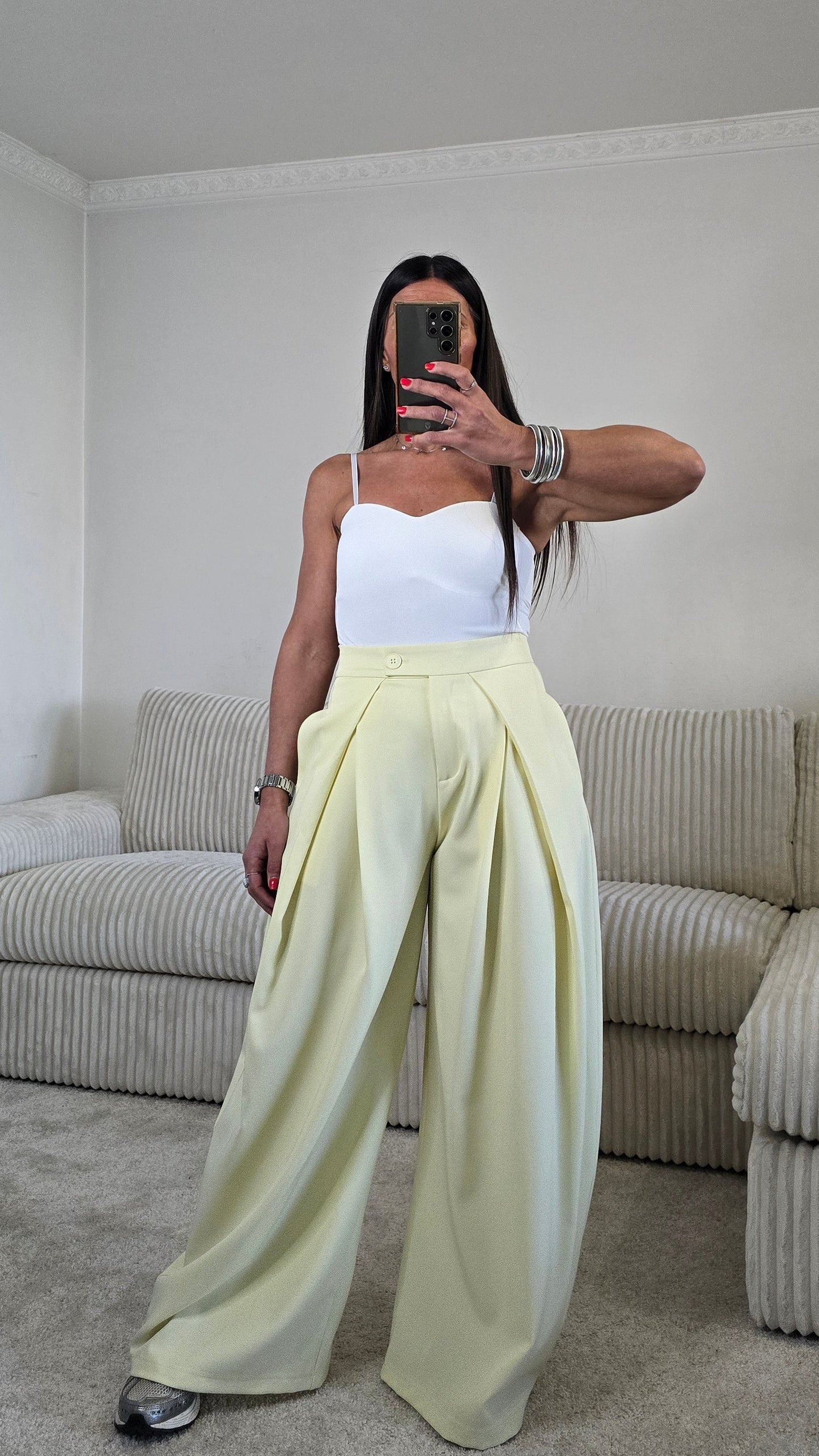 Pantalon tailoring large – jaune beurre lumineux