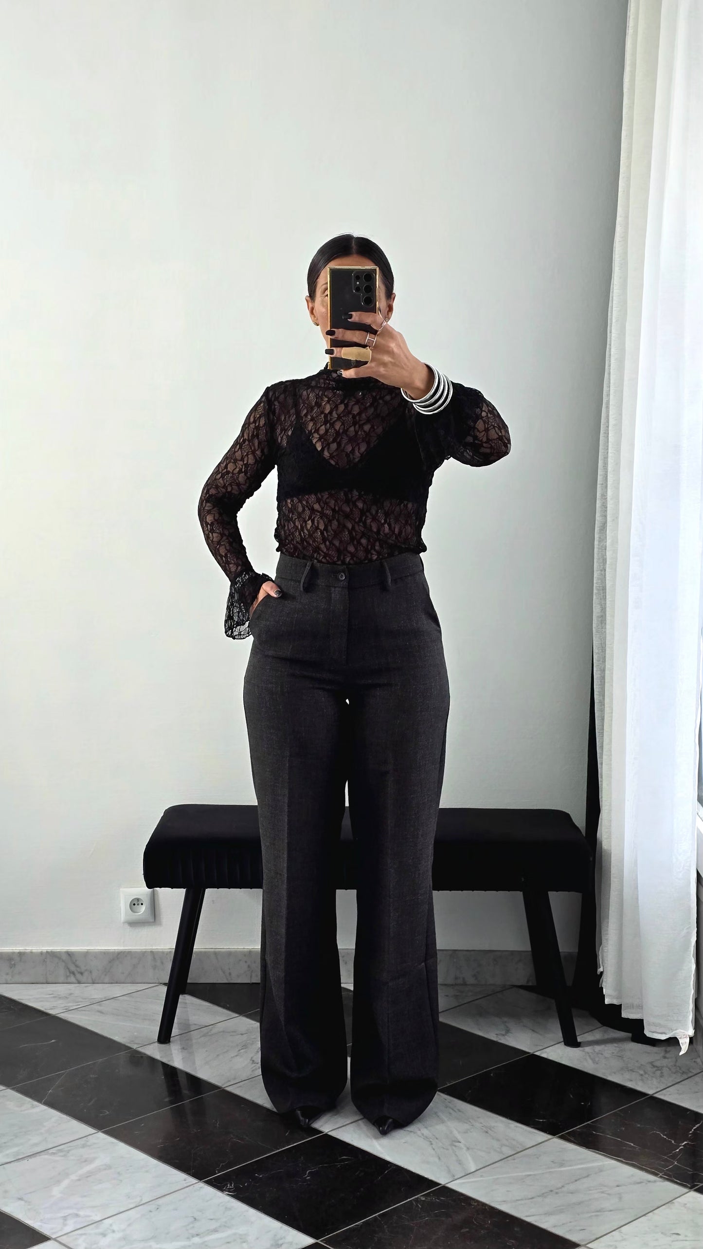 Pantalon Tailoring Droit – Gris Anthracite Chiné