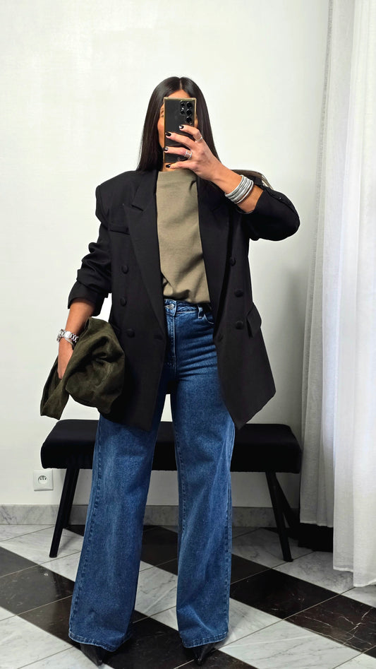 T-shirt à épaulettes kaki en coton épais