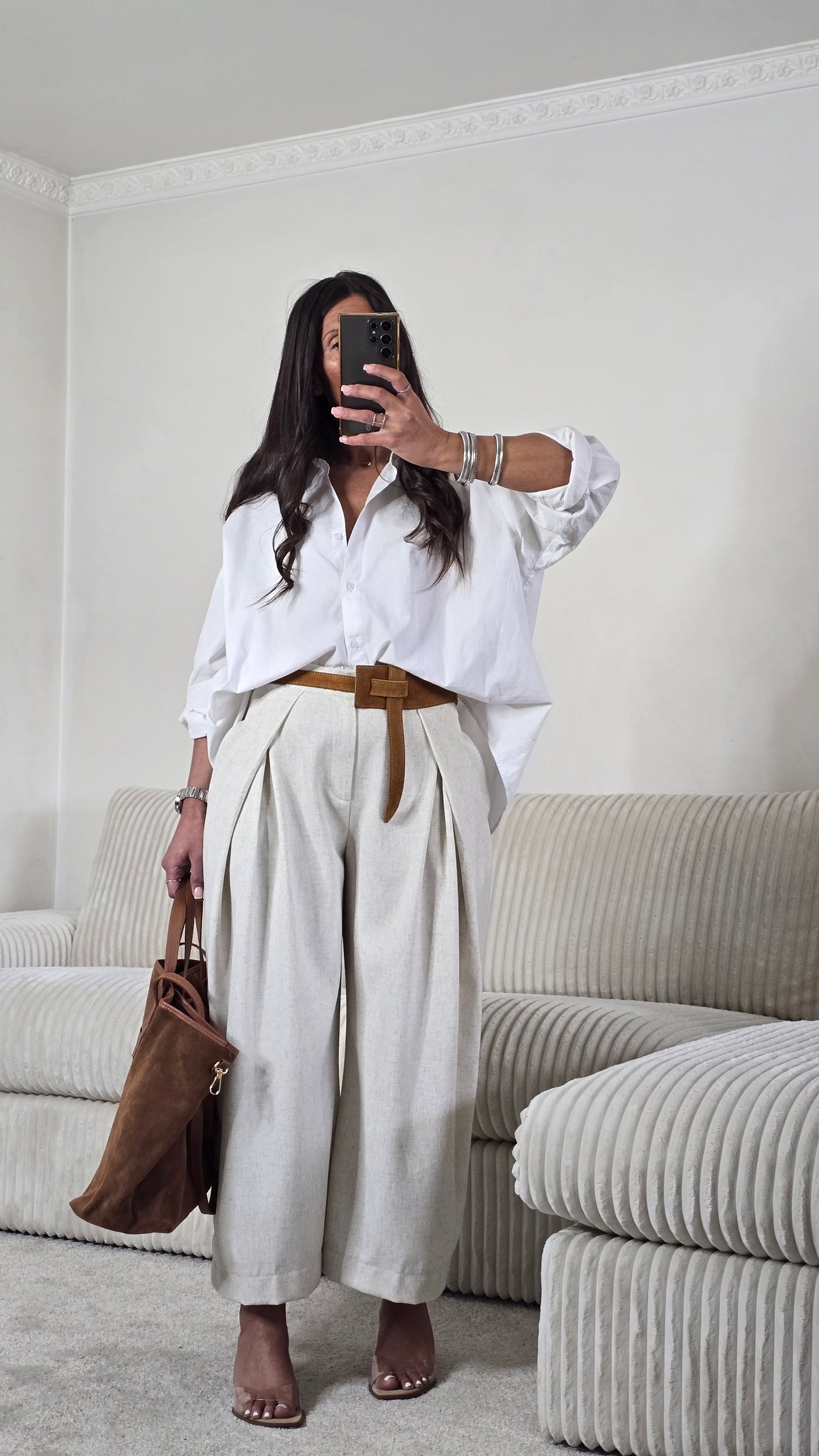 Ceinture cuir italien suédé – camel chaud