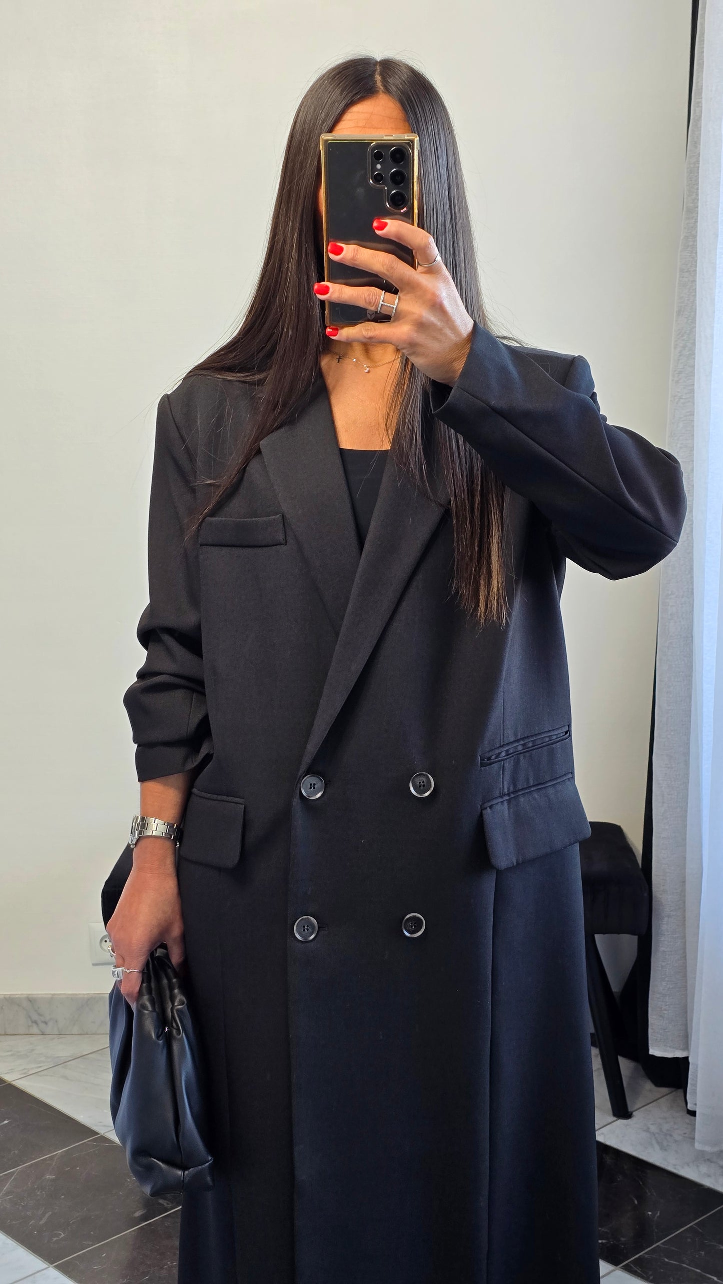 Blazer long oversize noir – coupe signature SOÉLA