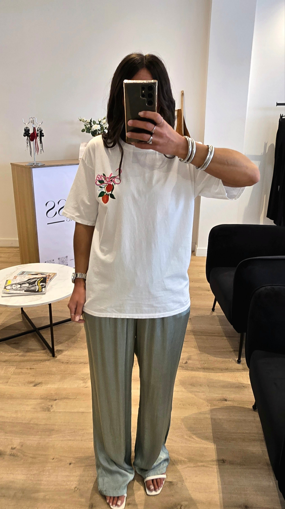 T-shirt Imprimé Fruits – Blanc Cassé