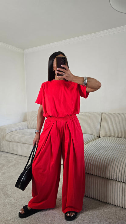 Ensemble jersey coton rouge – silhouette effortless