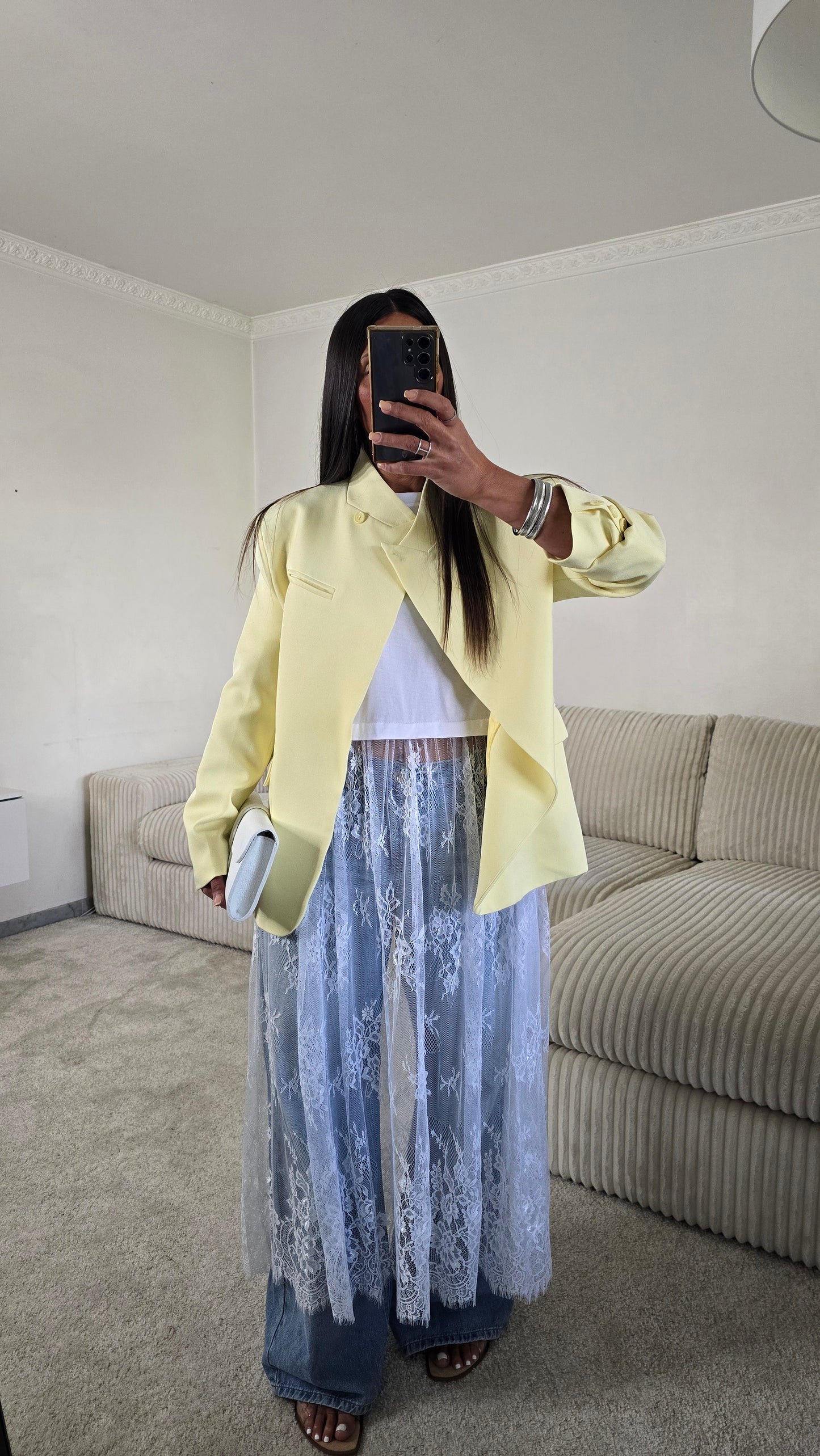 T-shirt dentelle signature – blanc lumineux