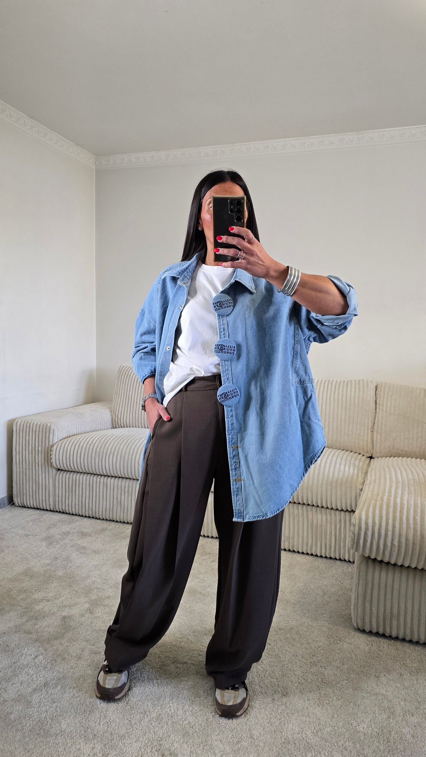 Pantalon wide leg marron taille haute – tailoring fluide structuré