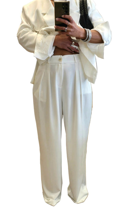 Pantalon tailleur large blanc