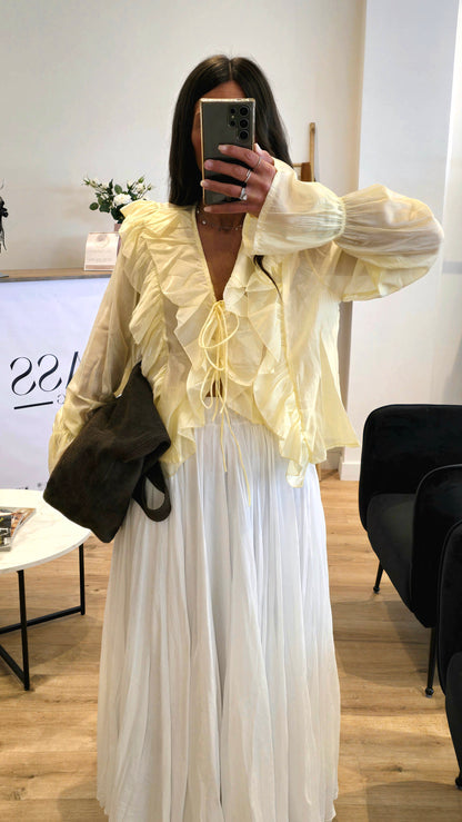 Chemisier Fluide À Volants – Jaune Pastel