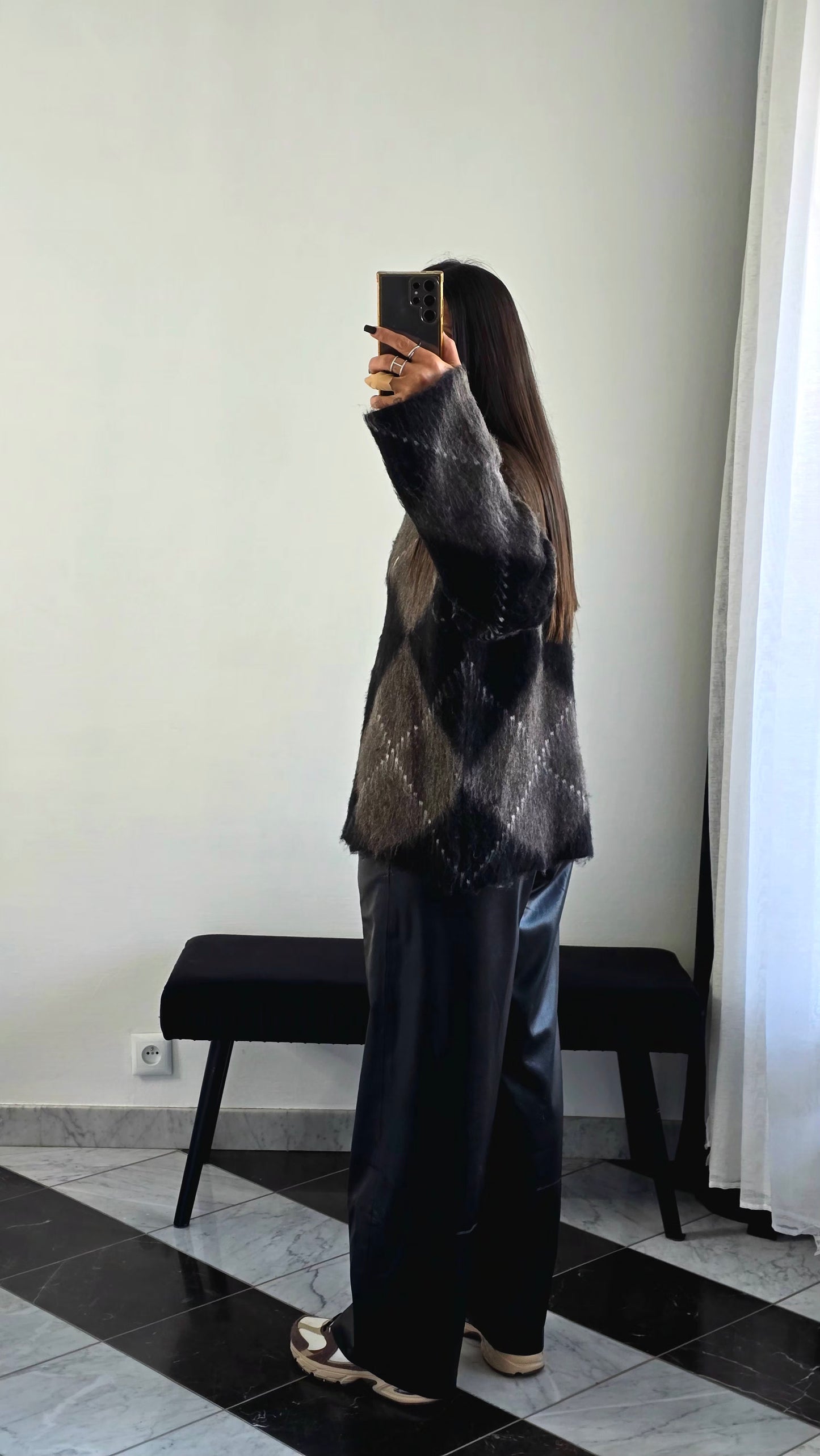 Pantalon Large Simili Noir – Doublure Viscose
