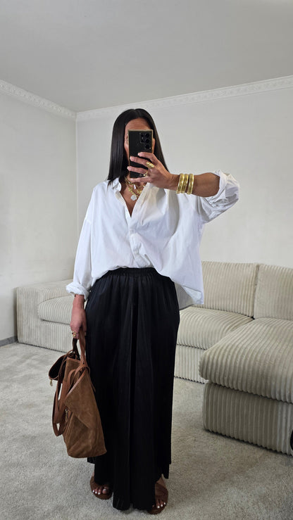 Ensemble satin texturé fluide – noir profond