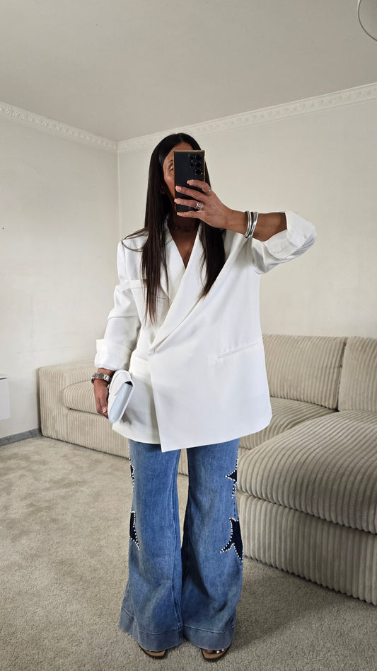 Blazer croisé oversize blanc