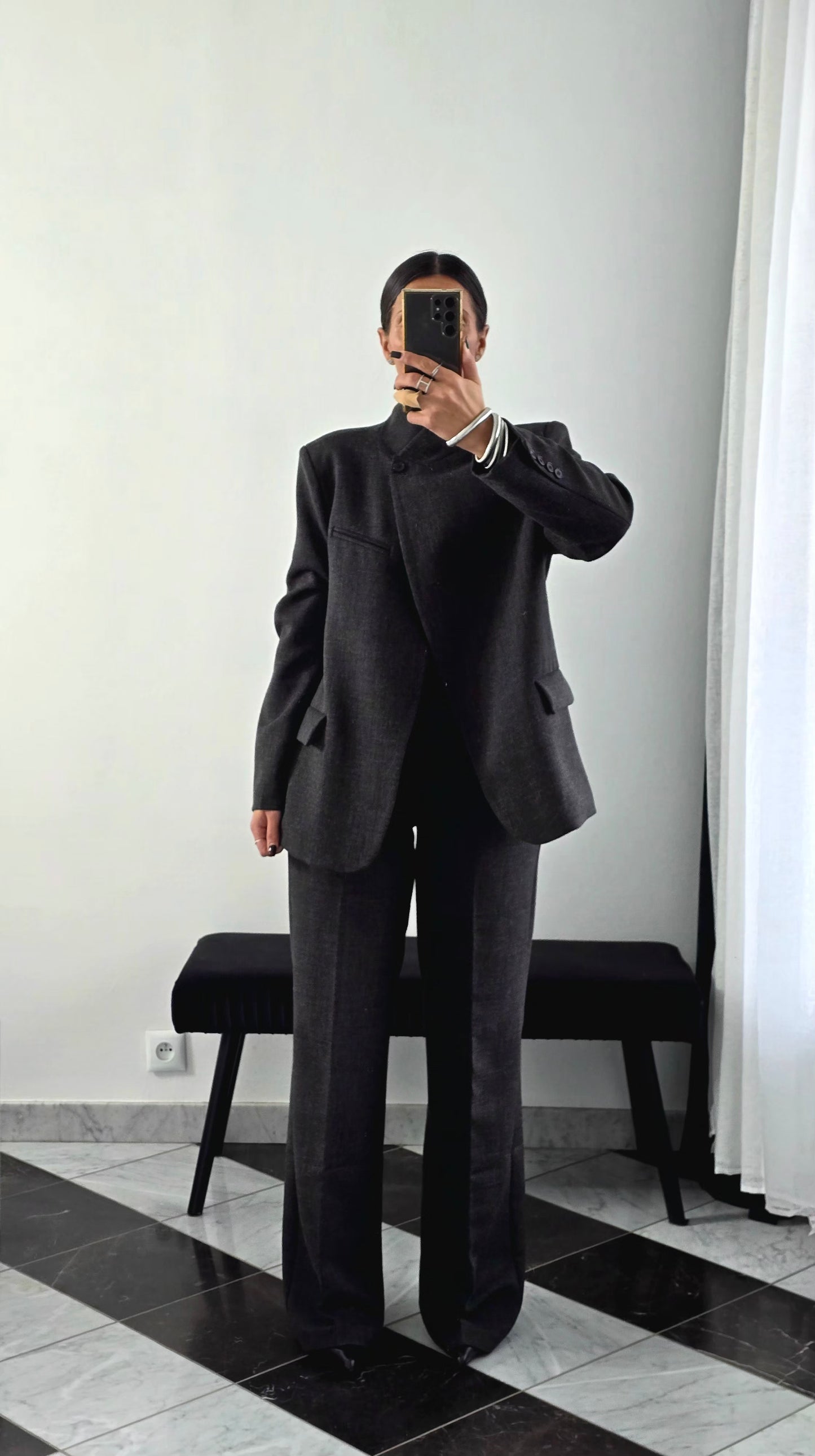 Pantalon Tailoring Droit – Gris Anthracite Chiné