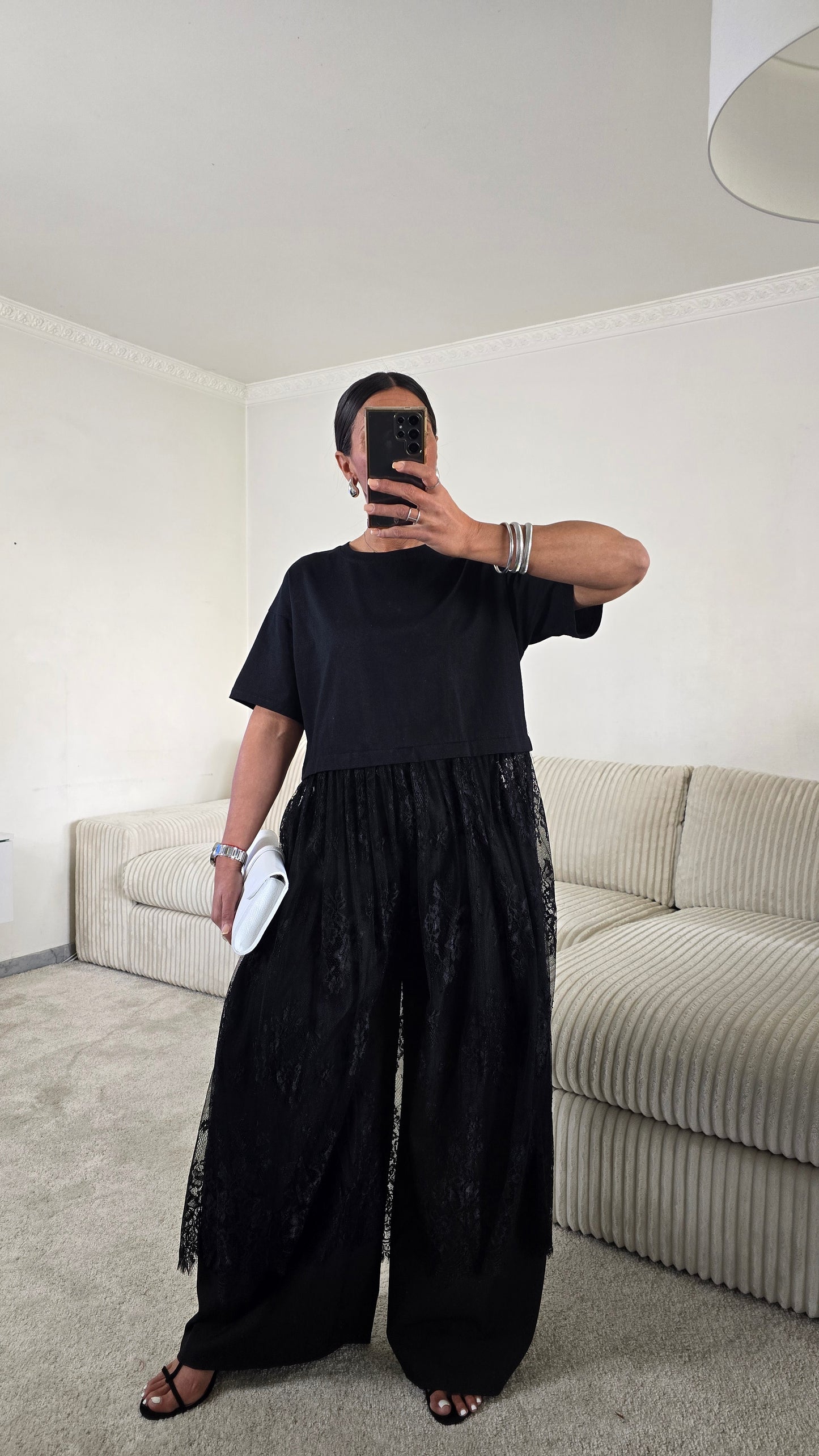 T-shirt dentelle signature – noir intense