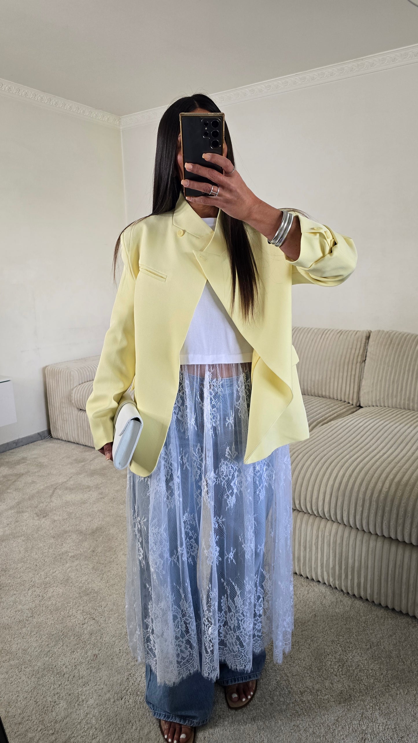 T-shirt dentelle signature – blanc lumineux