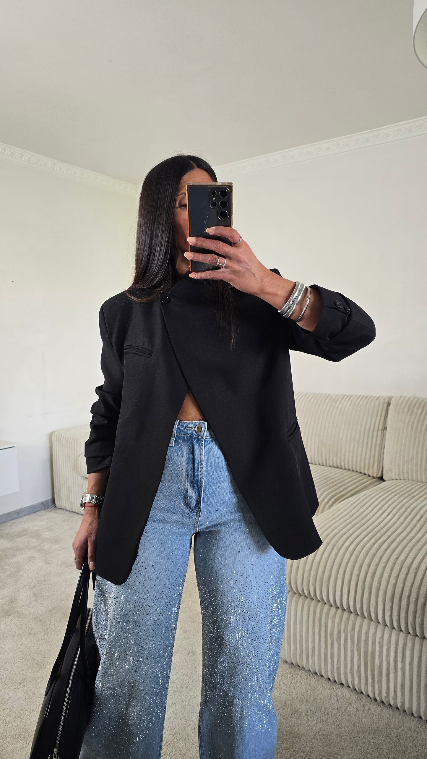 Blazer asymétrique structuré – noir intemporel