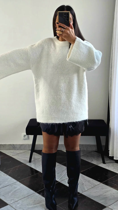 Pull Oversize Ultra-Doux – Blanc Neige