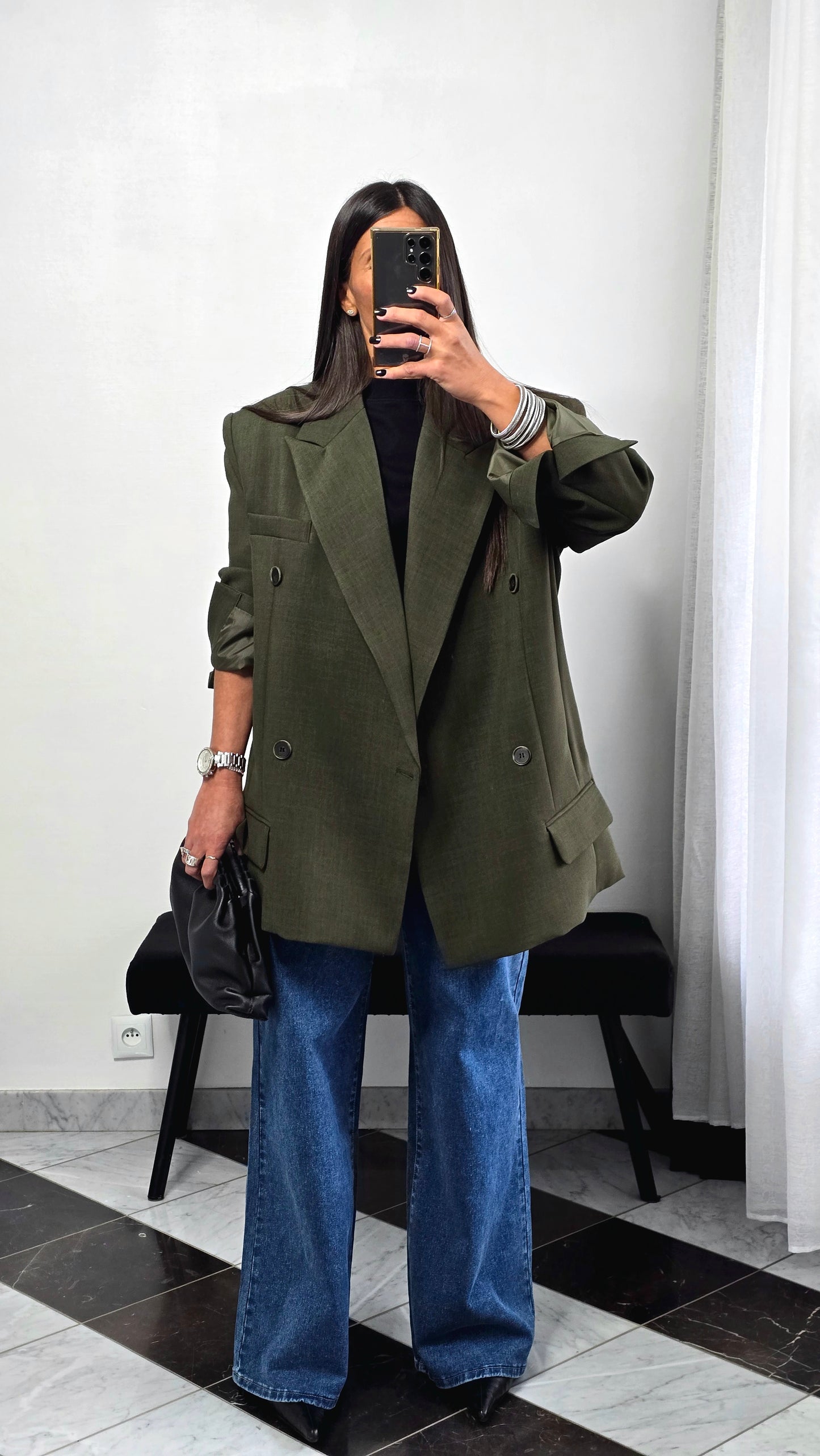 Blazer oversize vert feuille
