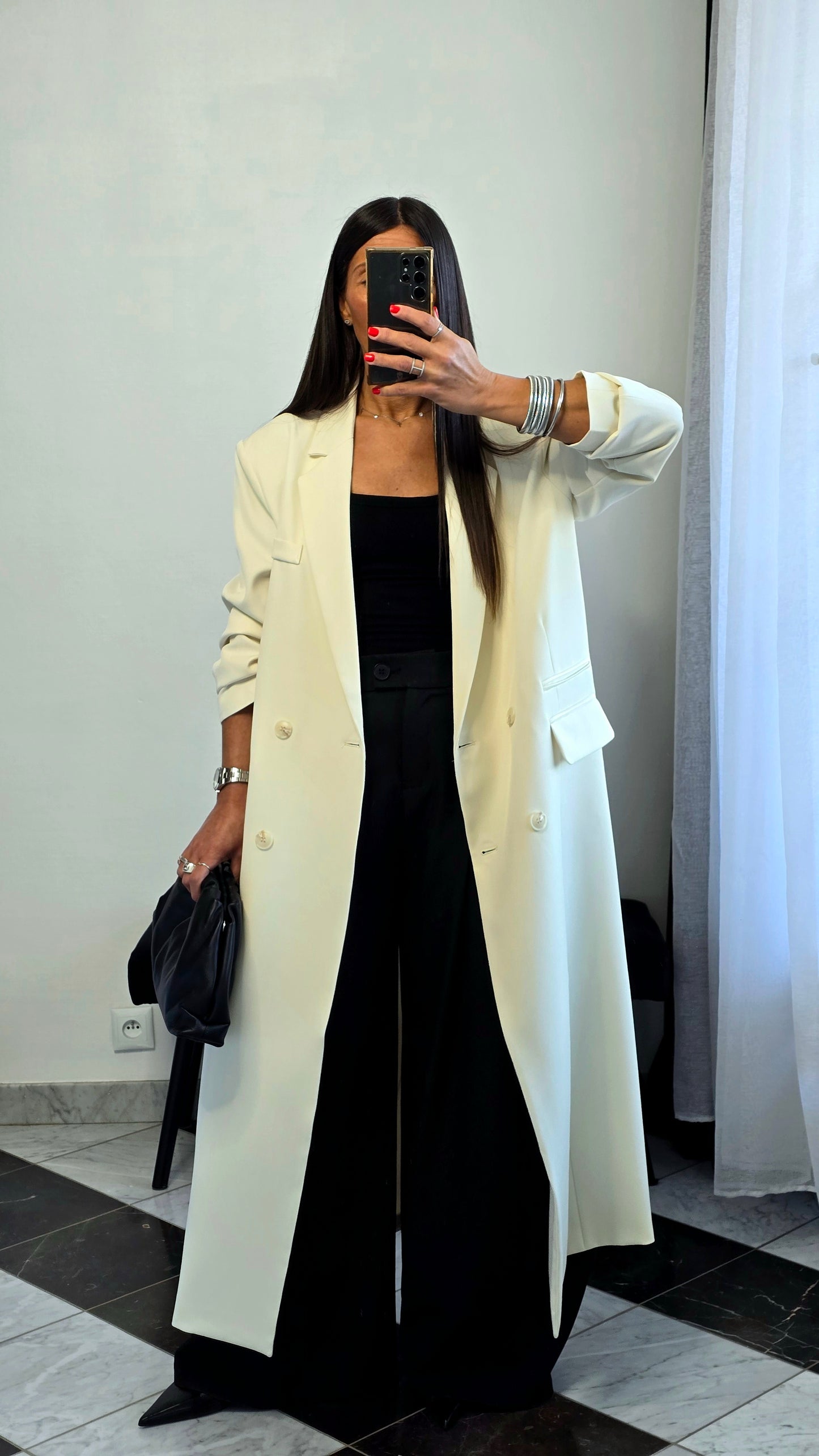 Blazer long oversize écru – coupe signature SOÉLA