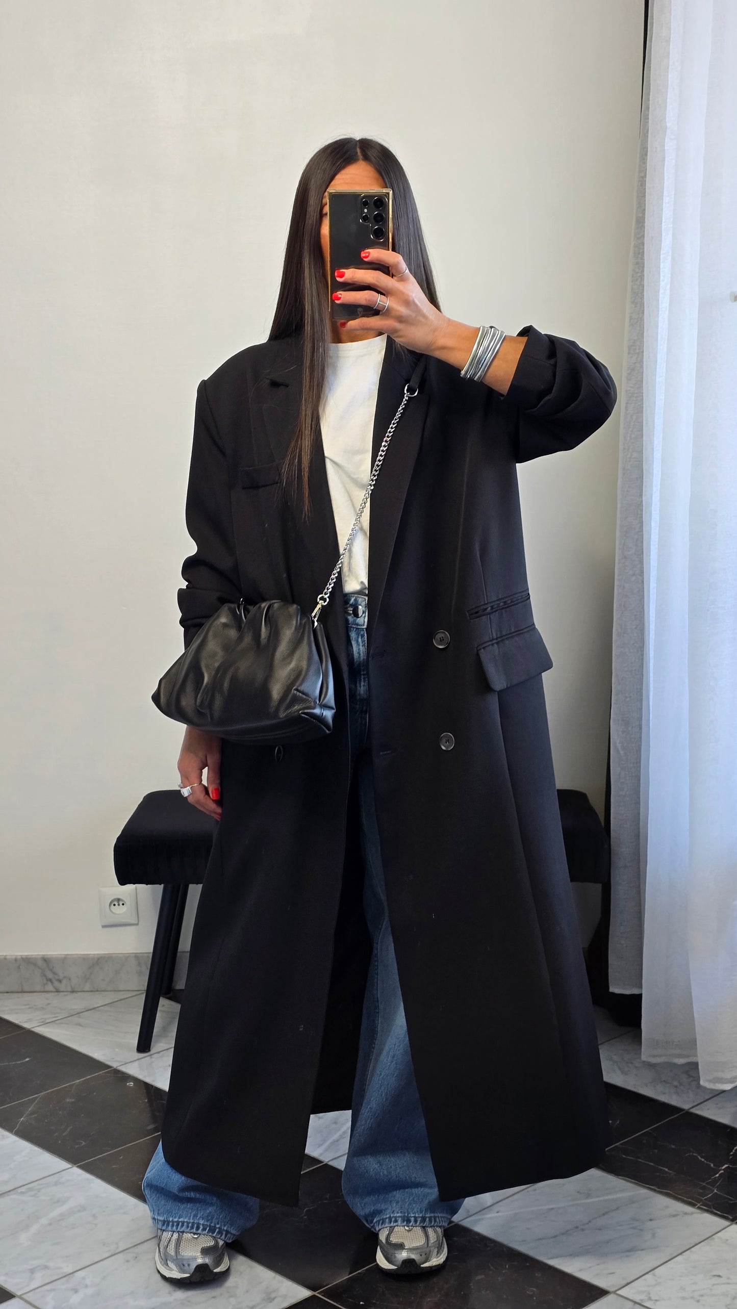 Blazer long oversize noir – coupe signature SOÉLA