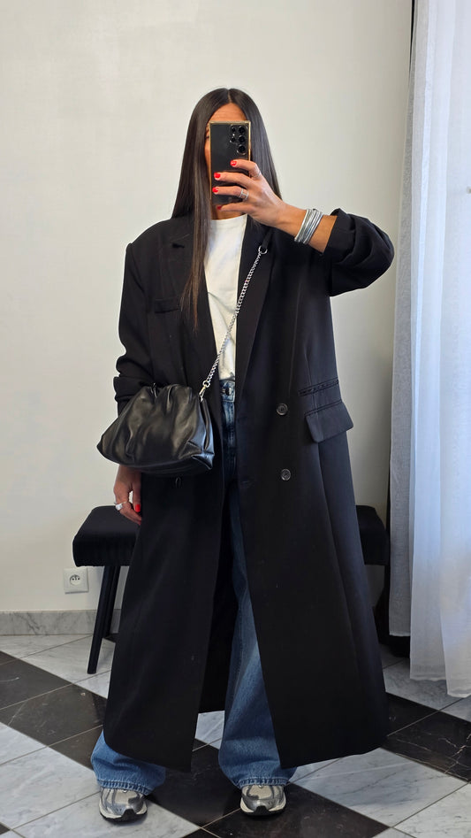 Blazer long oversize noir – coupe signature SOÉLA