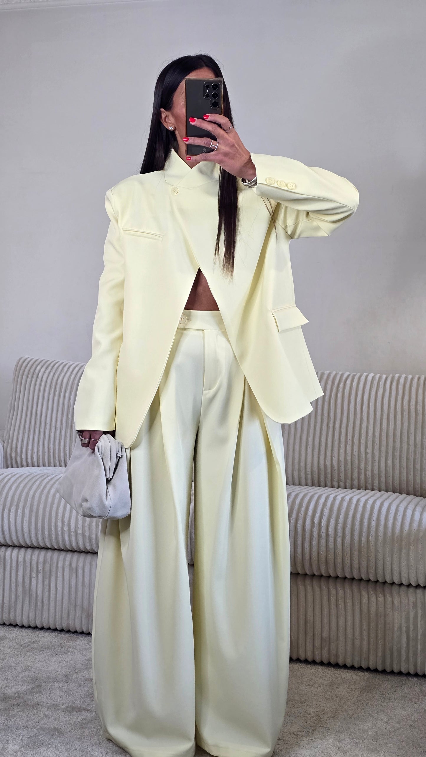 Blazer asymétrique structuré – jaune beurre lumineux