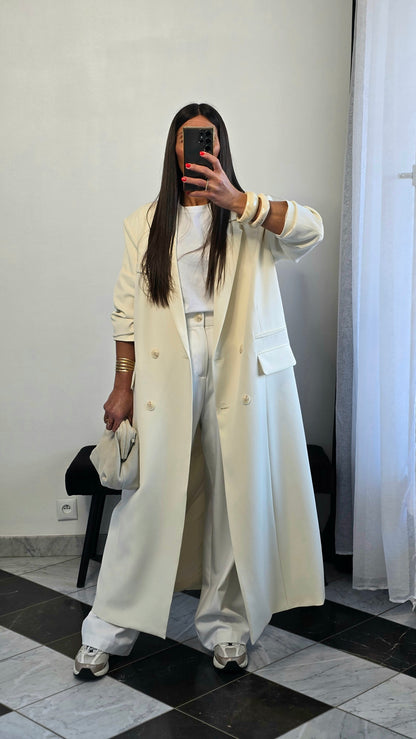 Blazer long oversize écru – coupe signature SOÉLA