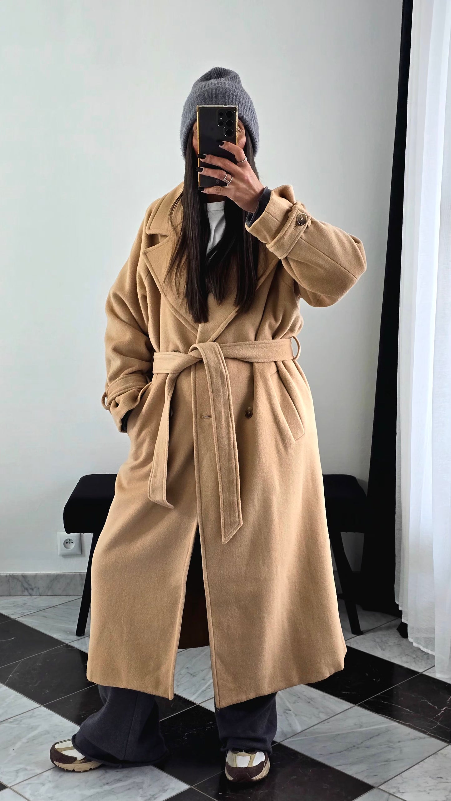 Manteau Long Ceinturé – Camel