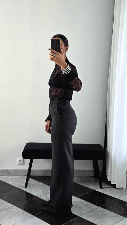 Pantalon Tailoring Droit – Gris Anthracite Chiné