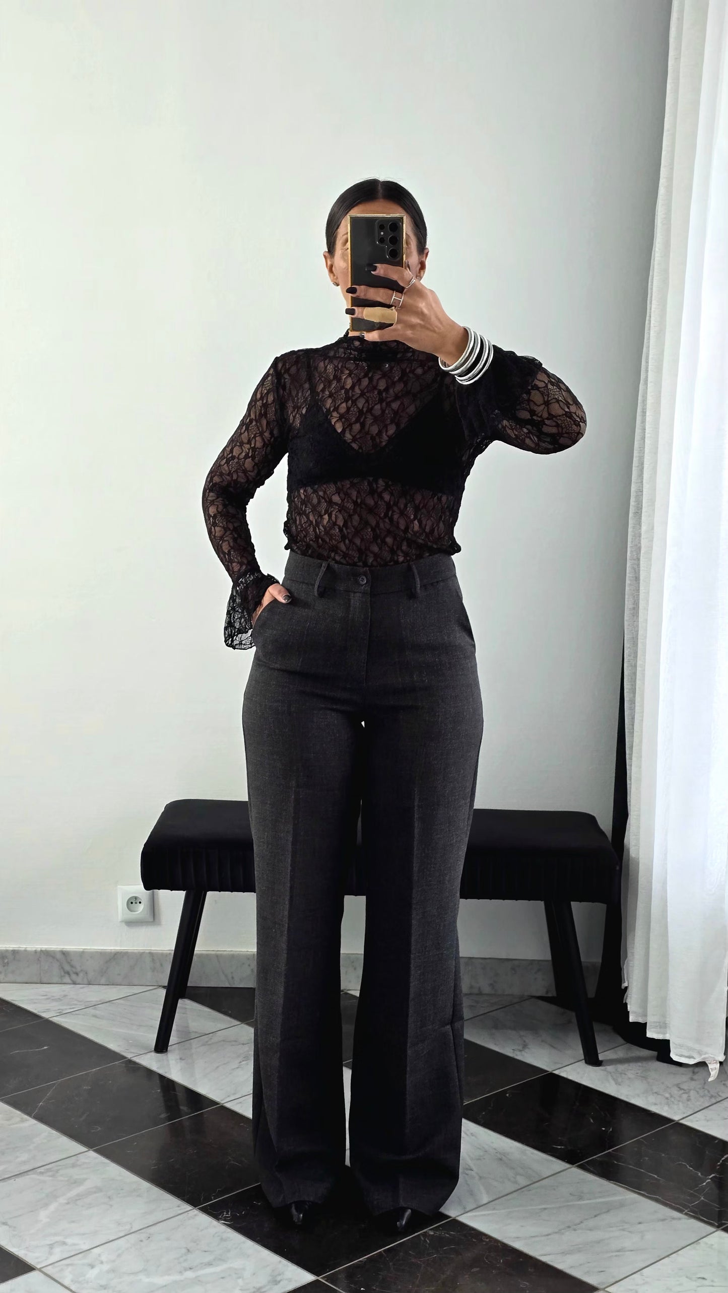 Pantalon Tailoring Droit – Gris Anthracite Chiné