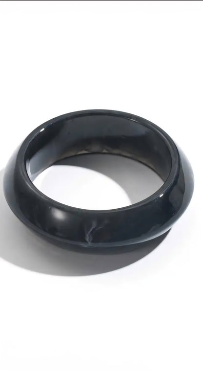 Bracelet jonc résine – noir marbré