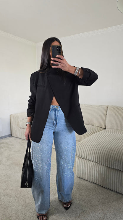 Blazer asymétrique structuré – noir intemporel