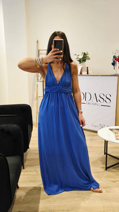 Robe dos nu en viscose – Bleu royal