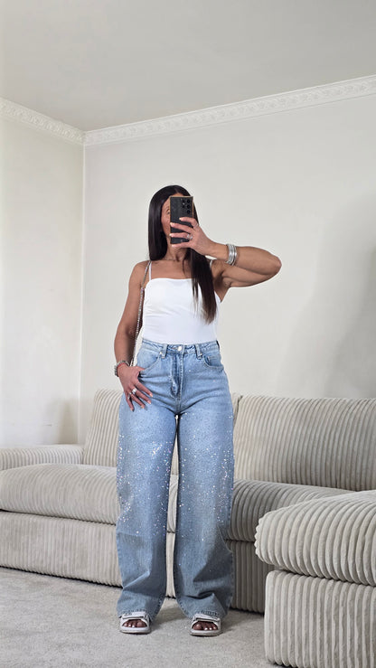 Jean strass signature – denim lumineux