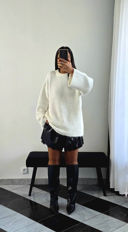 Short Simili & Dentelle Intégrée Noir – Taille Élastique