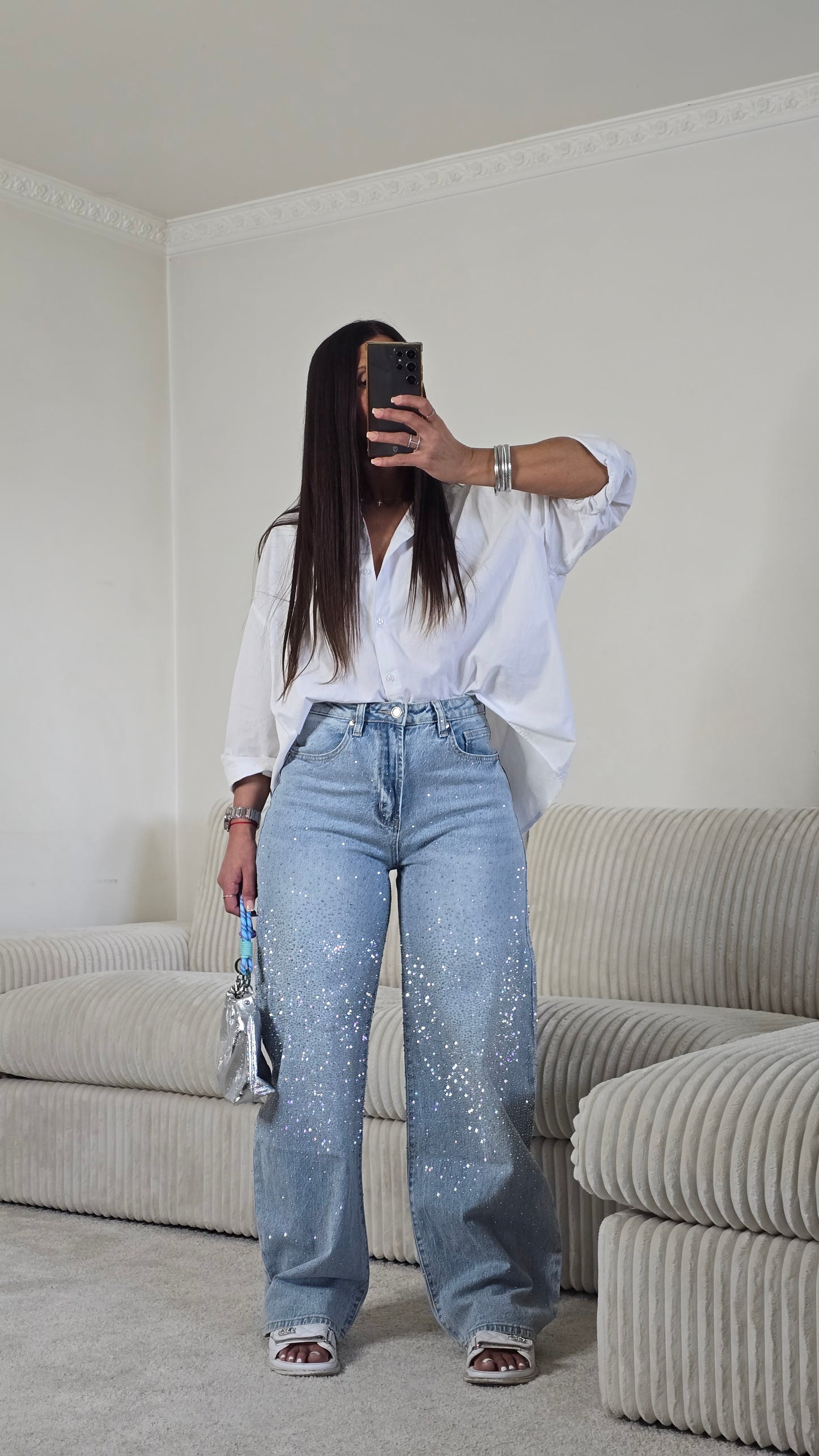 Jean strass signature – denim lumineux