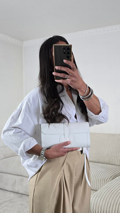 Pochette en cuir grainé – Blanc