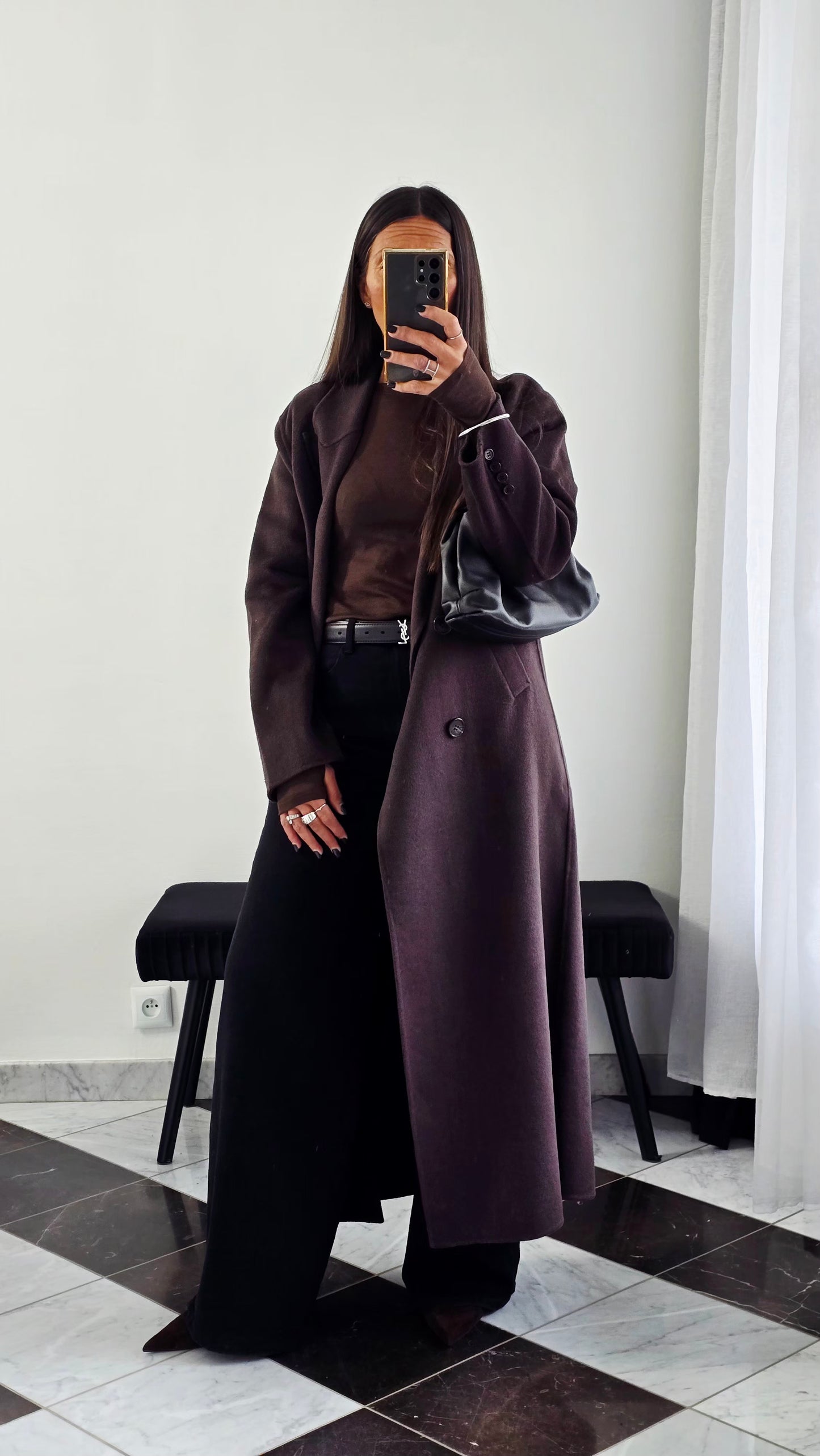 Jean palazzo noir taille haute