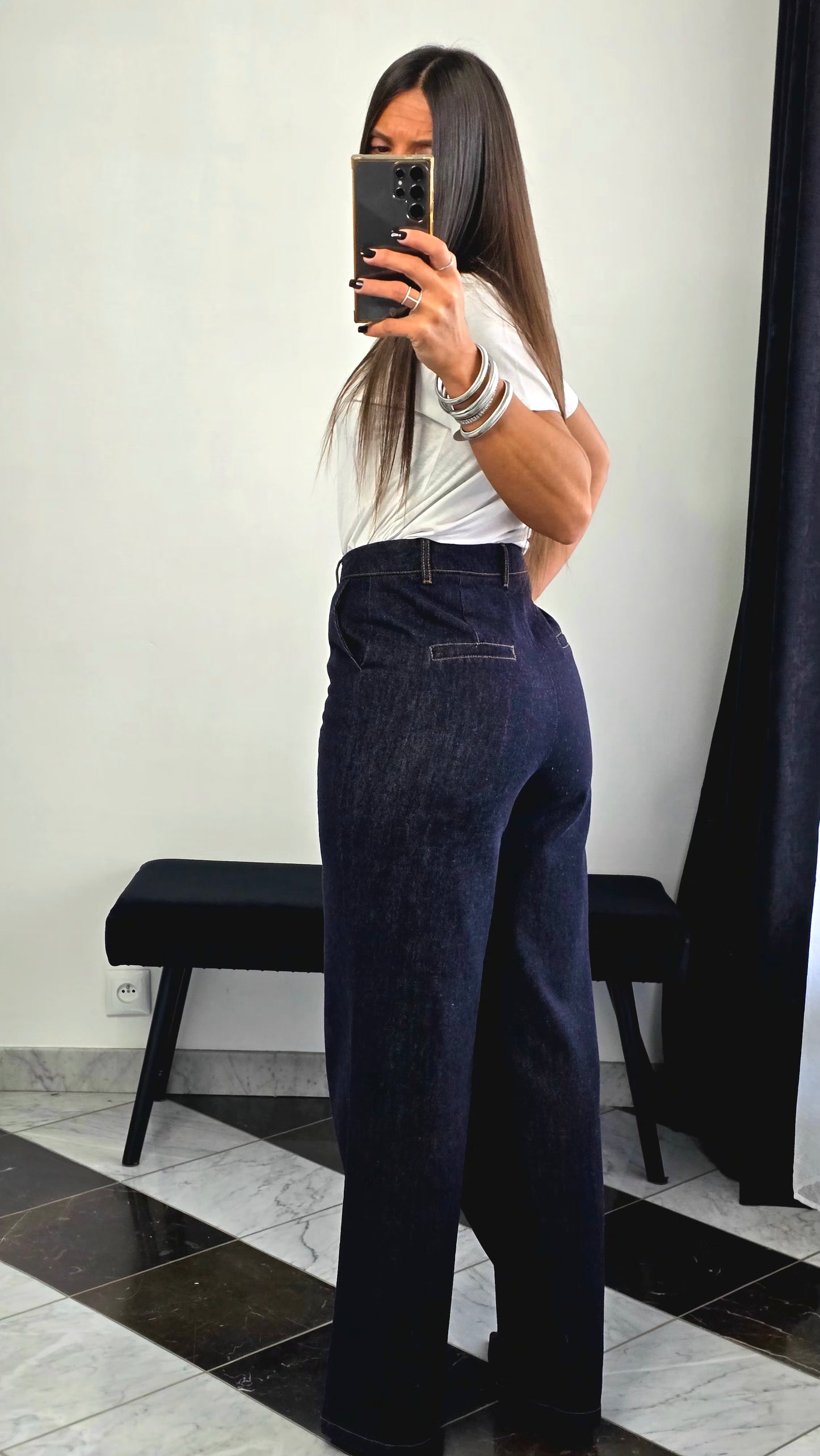 Jean Taille Haute Droit – Denim Brut