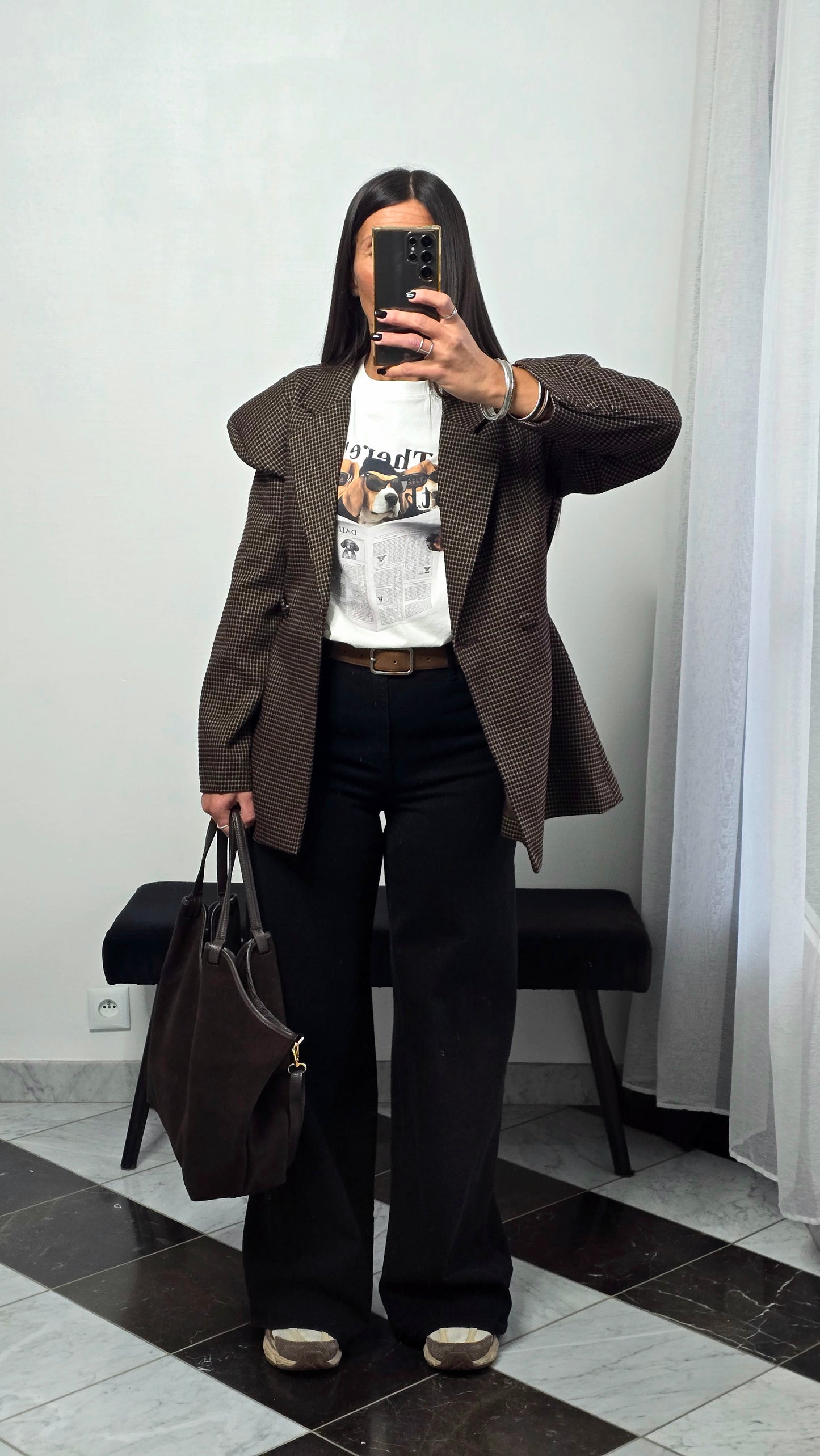 T-shirt blanc imprimé chien oversize en coton – style casual chic