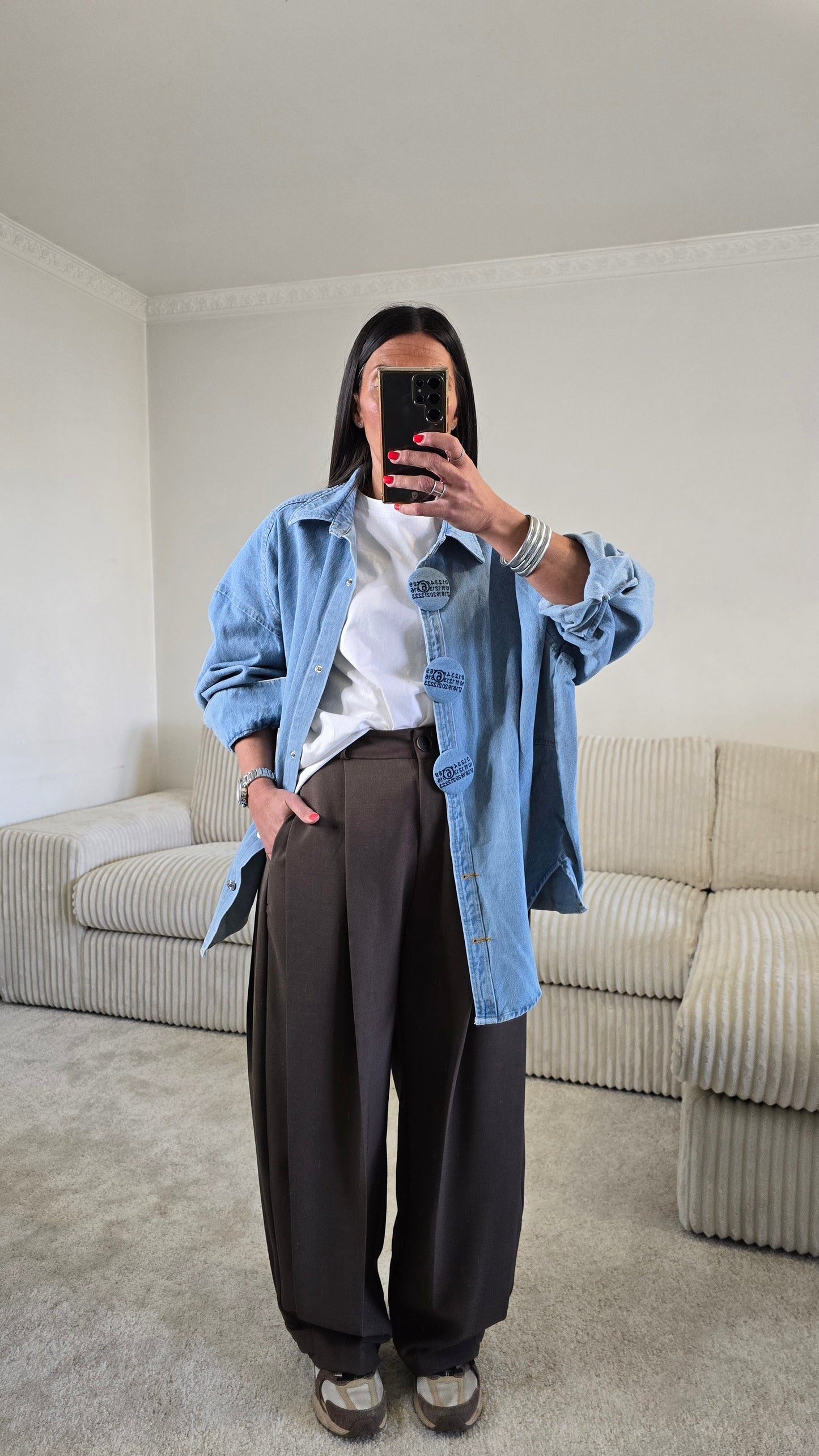 Pantalon wide leg marron taille haute – tailoring fluide structuré