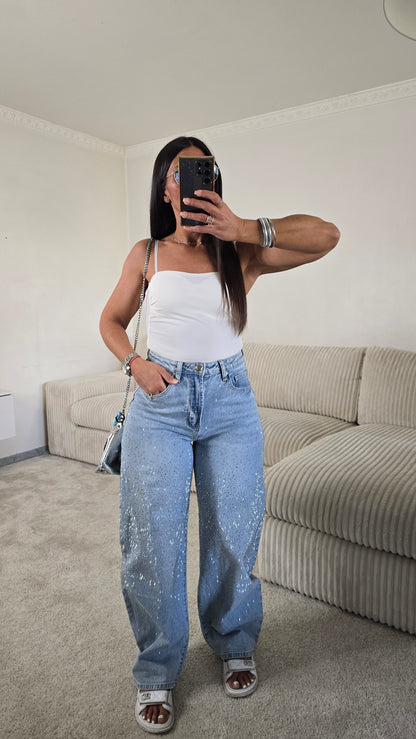 Jean strass signature – denim lumineux