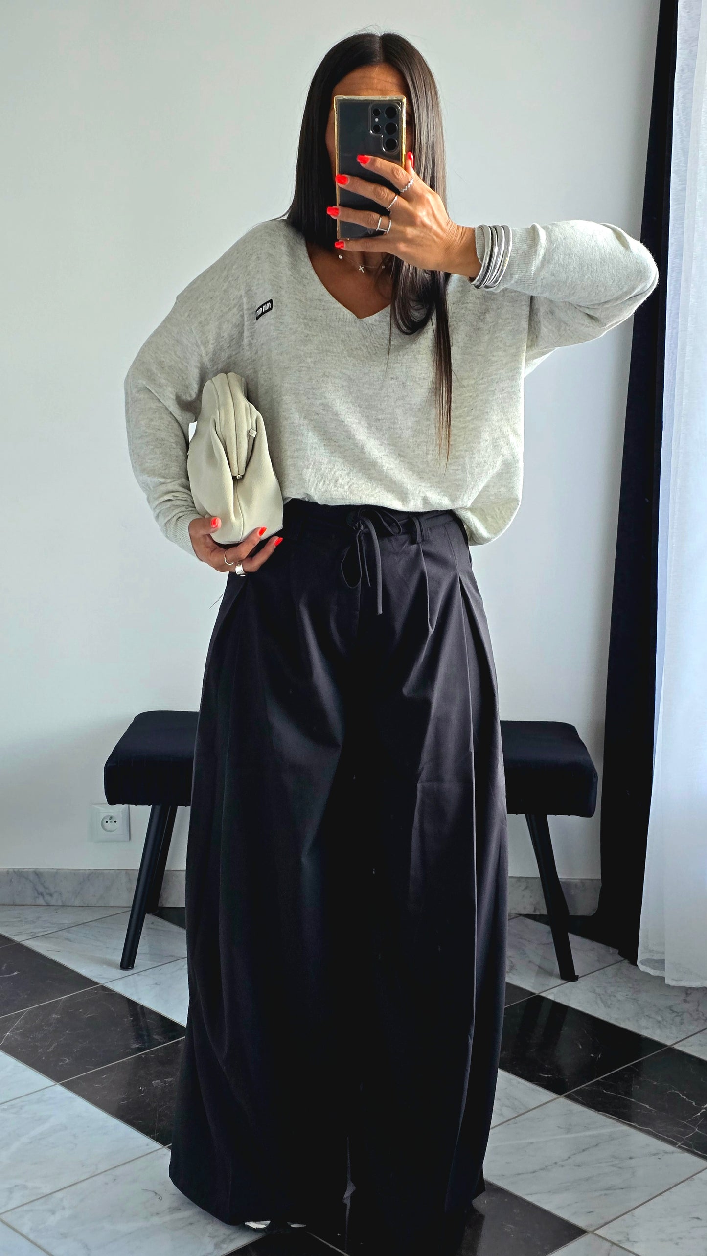 Sac pochette rigide – Écru