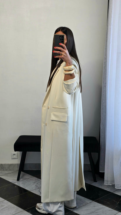 Blazer long oversize écru – coupe signature SOÉLA