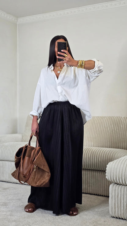 Ensemble satin texturé fluide – noir profond