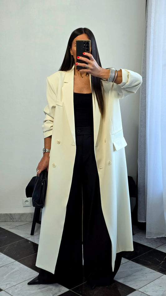 Blazer long oversize écru – coupe signature SOÉLA