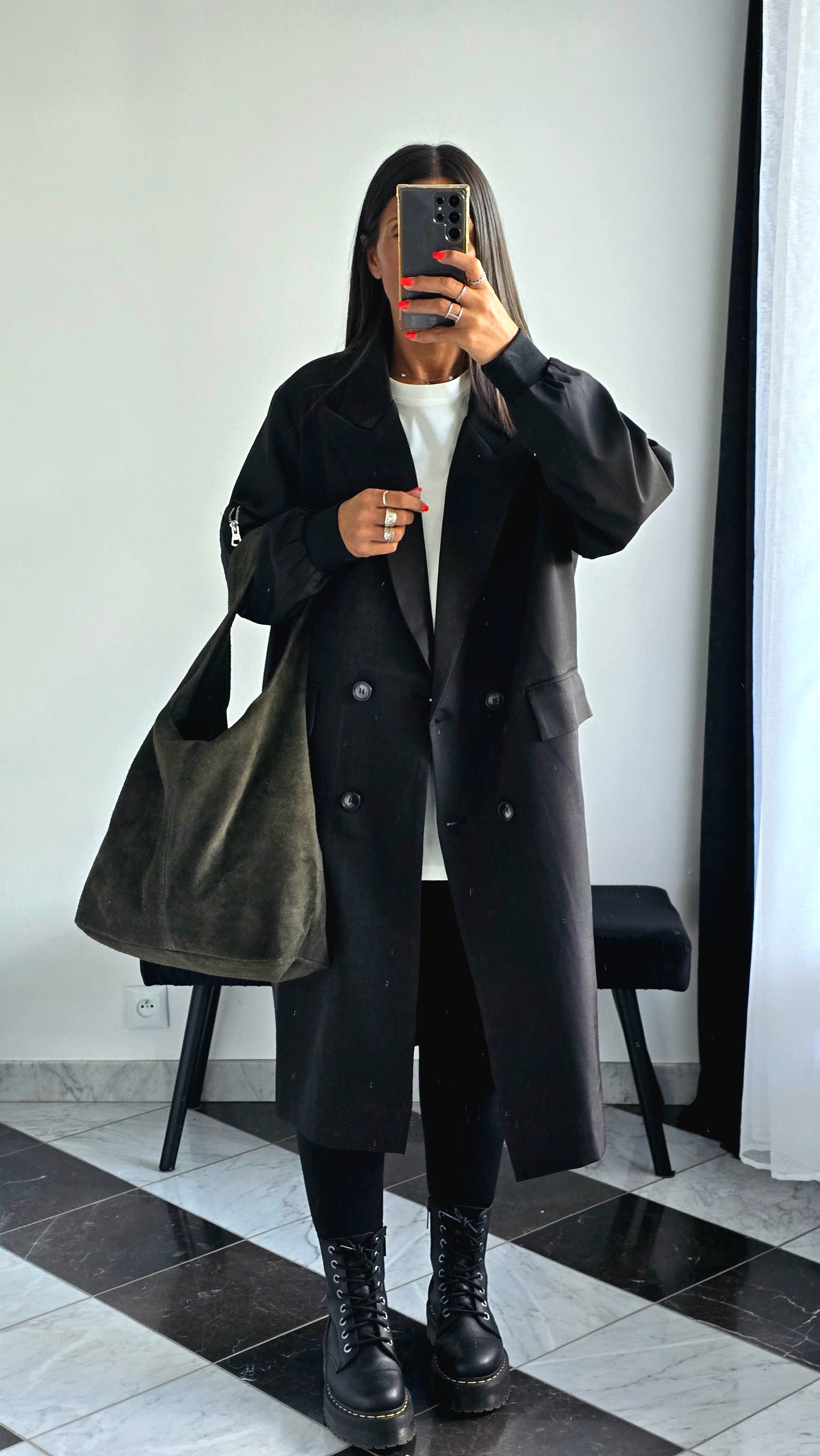 Manteau Long Esprit Blazer Bombers – Noir