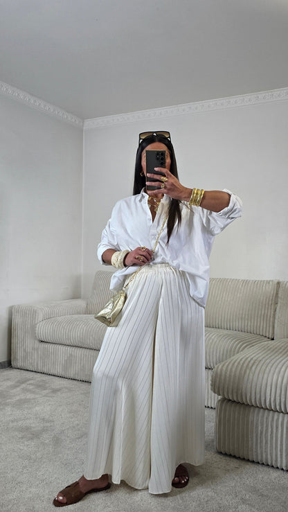 Ensemble satin texturé fluide – écru doux