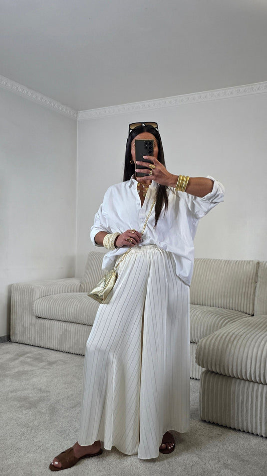 Ensemble satin texturé fluide – écru doux